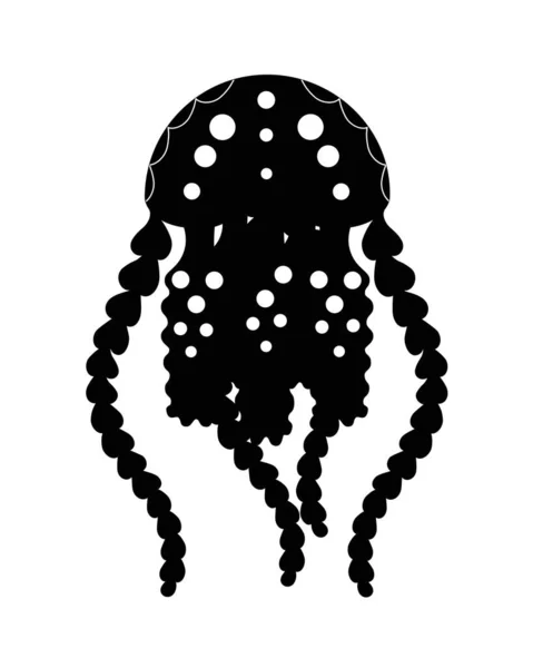 Jellyfish Silhouette Jellyfish Marine Invertebrate Animal Vector Black Silhouette Jellyfish — Stock Vector