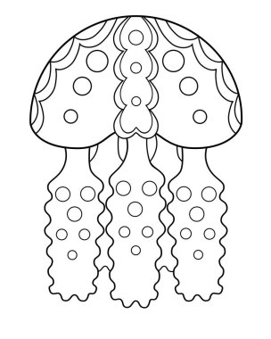 Denizanası - boyama için vektör doğrusal resim. Stilize vektör denizanası - su altı çizimleri için deniz hayvanı. Antistresi boyamak için çok güzel bir denizanası. Özet geç. el çizimi.