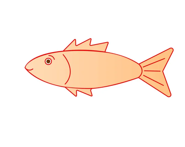 Peixe Pequeno Peixe Dourado Desenhos Animados Com Traço Vermelho Ilustração —  Vetores de Stock