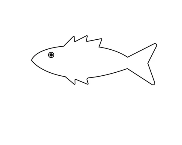 Pequeño Pez Una Plantilla Vector Lineal Para Colorear Cortar Pescado — Vector de stock