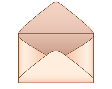 Zarf. Eski sarımsı kağıttan oluşan boş bir zarf aç - vektör tam renk resmi. Zarfı aç.