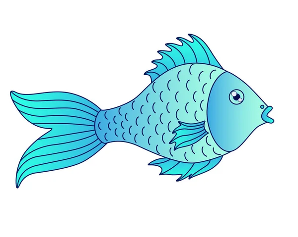 Γαλάζιο Ψάρι Μικρά Ψάρια Ποταμών Ενυδρείων Διανυσματική Έγχρωμη Εικόνα Cartoon — Διανυσματικό Αρχείο