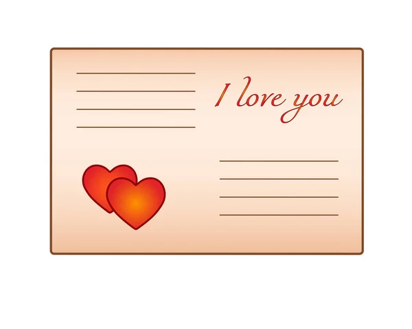 Envelope Love Note Envelope Kraft Paper Two Hearts Inscription Love — Stock Vector