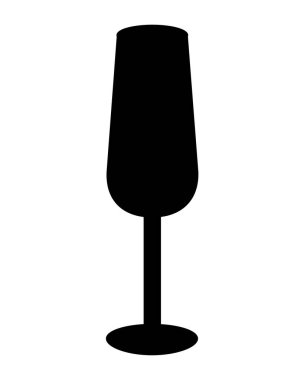 Bardağın silueti. Şampanya kadehi - siyah vektör silueti logo veya işaret için.