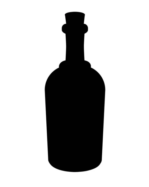 Flasksiluett Vinflaska Stängd Med Kork Vektor Svart Siluett För Logotyp — Stock vektor