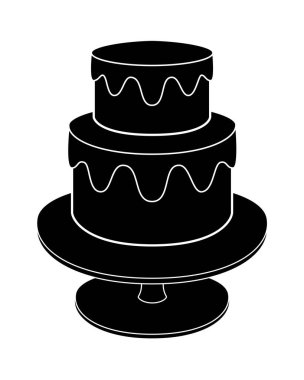 Pasta silueti. Logo ya da piktogram için vektör siyah siluet. Kek işareti ya da simge.