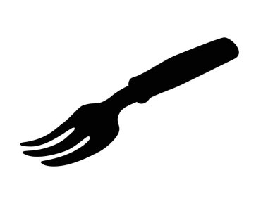 Kök ayırıcı silueti. Kökleri ayırmak için bahçe küçük yabası - logo veya piktogram için vektör siyah siluet. İmza ya da ikon - bitki dikmek için yaba. Bahçıvanlık.