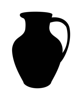 Bir sürahi siluet. Logo ya da simge için siyah silueti olan bir sürahi. İmza ya da ikon - çömlek - sürahi. Seramik içecek takımı.