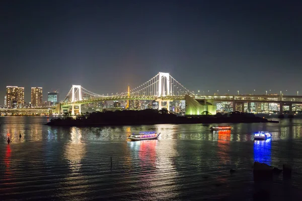 Reflexão Ponte Tóquio Noite — Fotografia de Stock