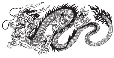 Çince dragon siyah ve beyaz