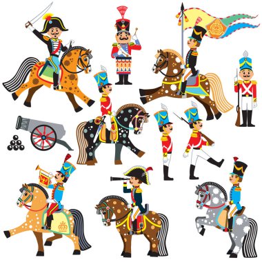 set of cartoon soldiers  clipart