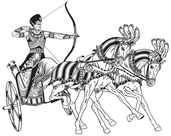 Египетская колесница чёрно-белая — стоковый вектор