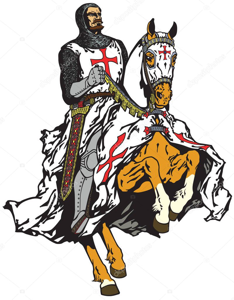 knight of Templar order on a horse
