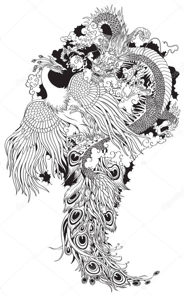 Chinese dragon and phoenix 