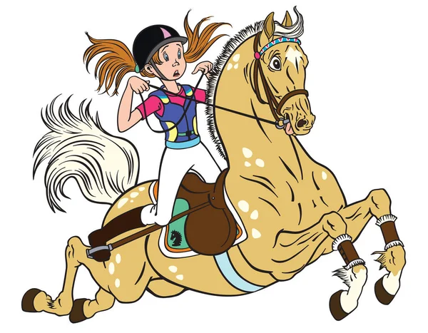 Bambina su un cavallo di pony — Vettoriale Stock