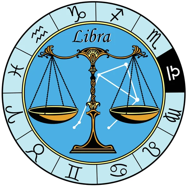 Libra signo do zodíaco astrológico — Vetor de Stock