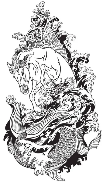 Hippocampe marin mythologique — Image vectorielle