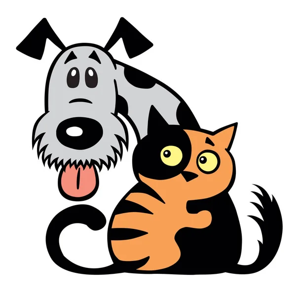 Amistad gato y perro — Archivo Imágenes Vectoriales