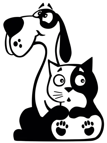 Chien et chat ensemble — Image vectorielle