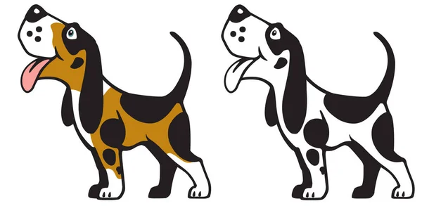 Hond Logo Happy Cartoon Huisdier Opzoeken Lachend Kant Weergave Vectorillustratie — Stockvector