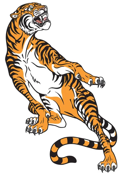 Agressieve Tiger Tattoo Stijl Vectorillustratie — Stockvector