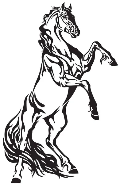 Tatuaje Tribal Caballo Semental Cría Ilustración Vectores Blanco Negro — Vector de stock