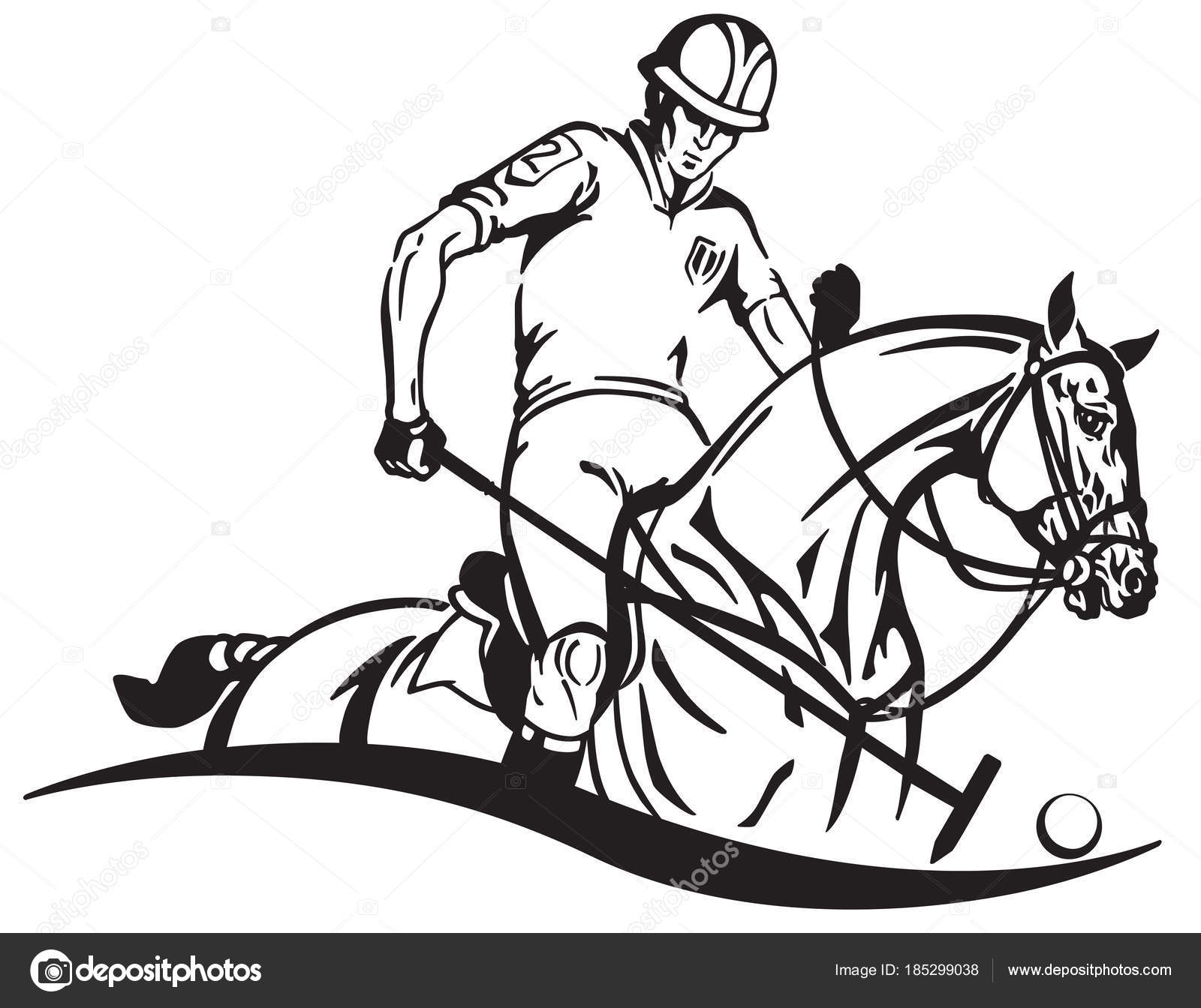 Ilustração Vetorial De Um Cavaleiro Sentado Em Um Cavalo Correndo