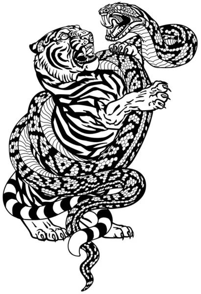 Amazing Snake Tiger Tattoo Design - TattooVox Professional Tattoo Designs  Online
