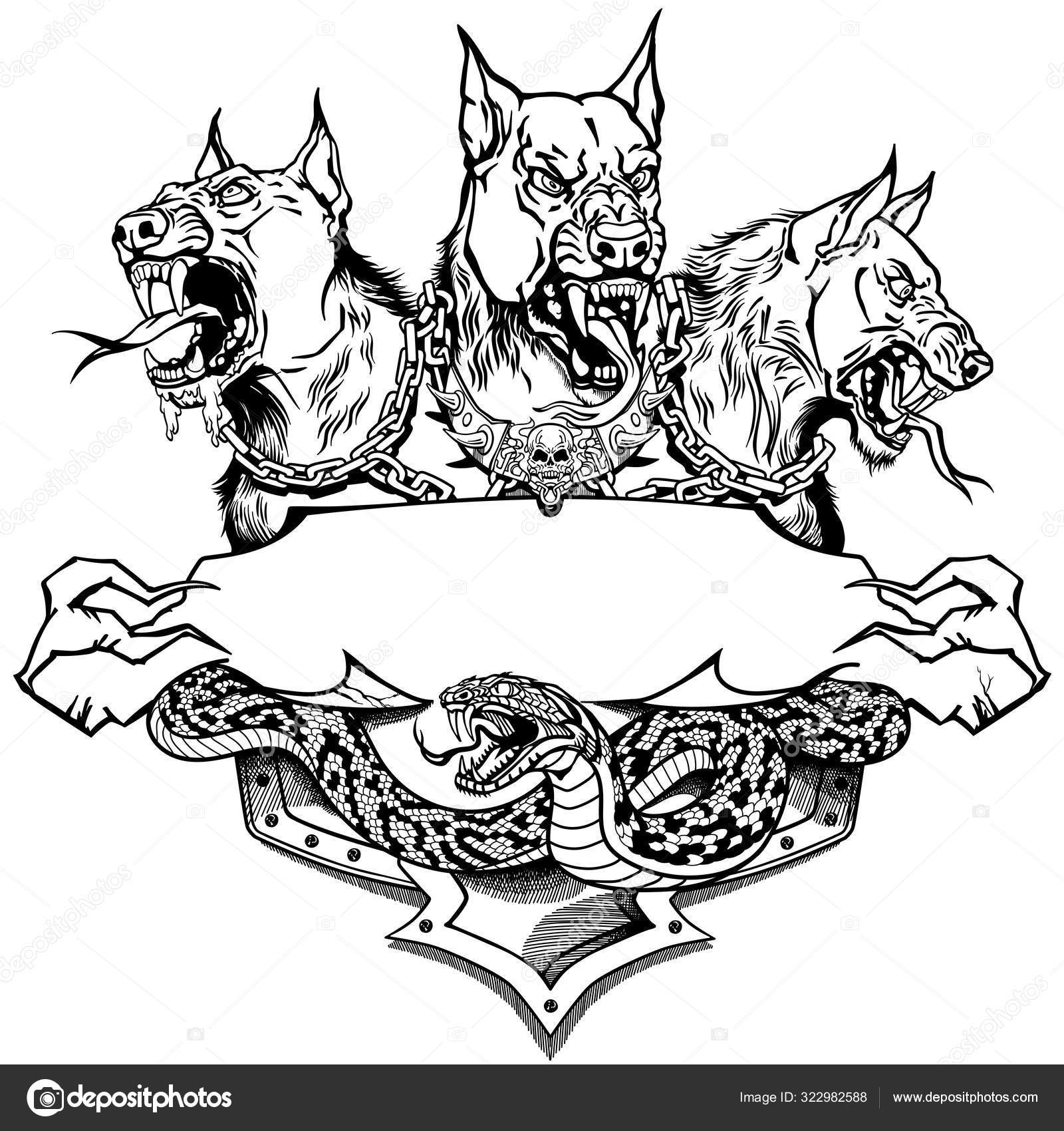 Cerberus Design Black And White Template Stock Vector Image By C Insima 322982588