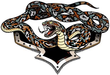 Angry snake with an open mouth clipart