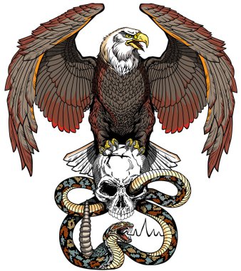 Eagle, snake, and human skull. Tattoo vector Eagle, snake, and human skull. Tattoo vector