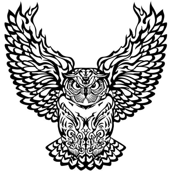 黑白相间飞行的猫头鹰 — 图库矢量图片
