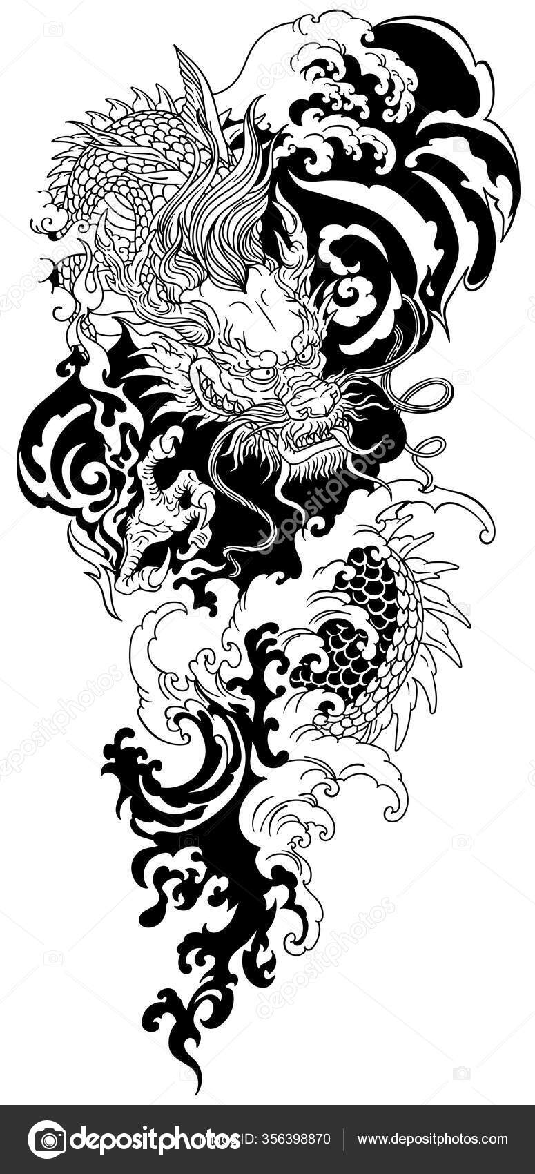 Nuvem Chinesa De Desenho Animado. Tatuagem Em Estilo Asiático Em