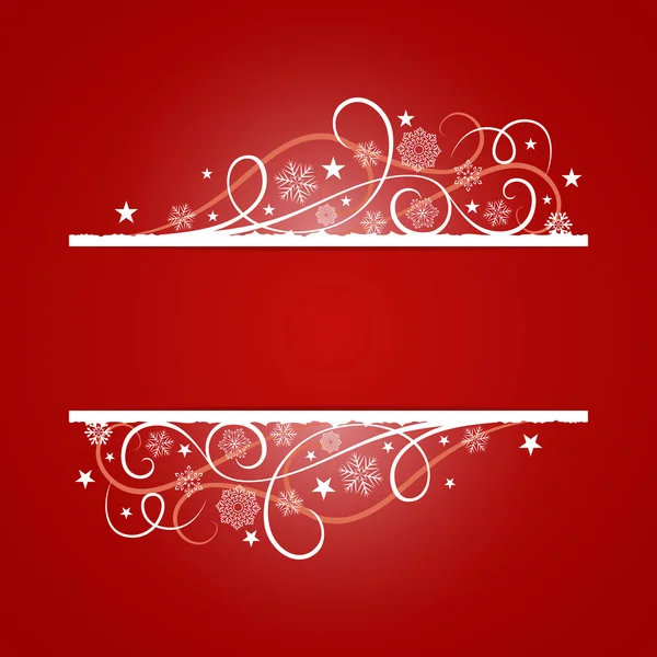 Red Christmas banner met sneeuwvlok sieraad. — Stockvector