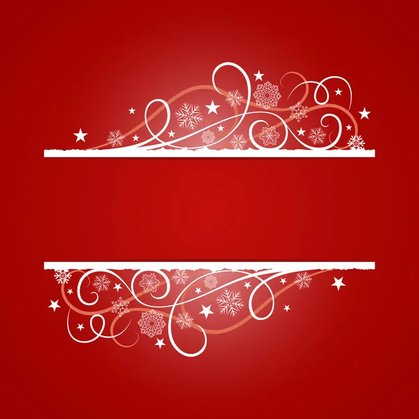 Rotes Weihnachtsbanner mit Schneeflockenschmuck. — Stockvektor