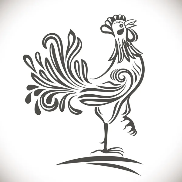 Black and white ornamental rooster. — Διανυσματικό Αρχείο