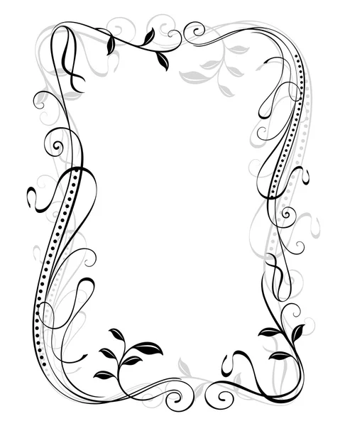 Abstract black and white vintage floral frame vector template — Stock Vector