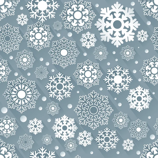 Naadloze sneeuwvlok vector achtergrond met 3d effect. — Stockvector