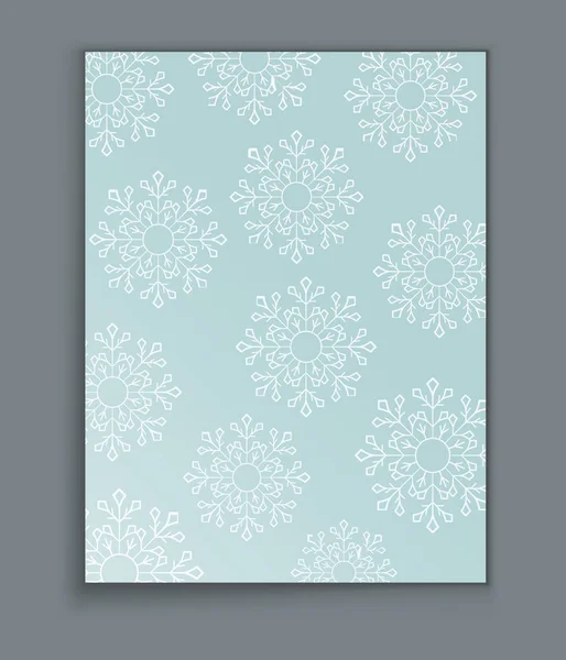 Página de papel en blanco con patrón de copo de nieve de Navidad — Vector de stock