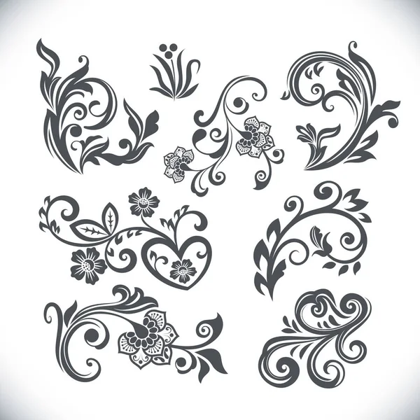 Vintage flower design elements vector set. Set 38. — Stock Vector