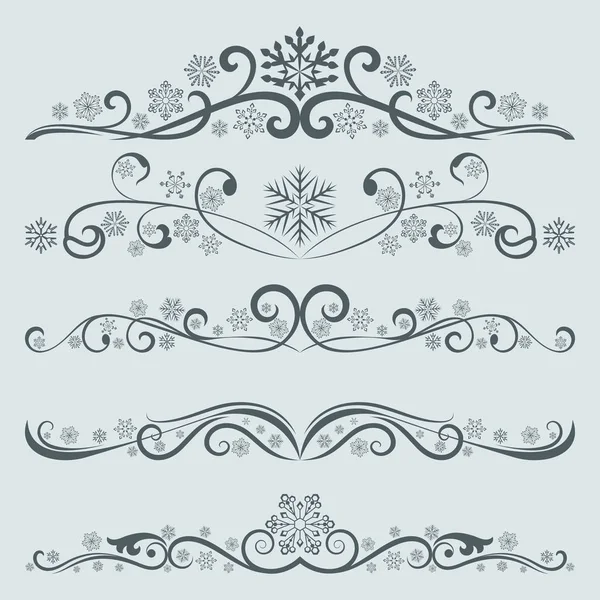 Divisores abstratos de Natal de inverno com conjunto de vetores de flocos de neve . —  Vetores de Stock