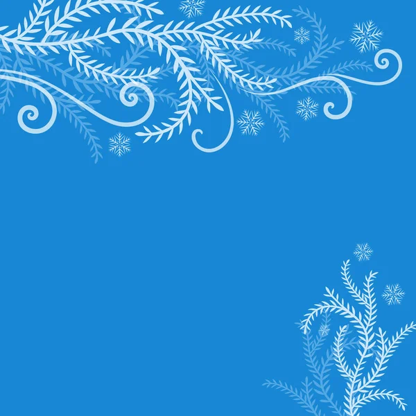 抽象的な青い冬霜枝クリスマス背景 — ストックベクタ