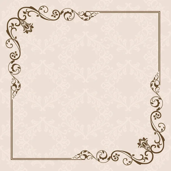 Carte vintage avec cadre floral . — Image vectorielle