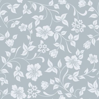 Kesintisiz gri ve beyaz çiçek vektör arka plan.