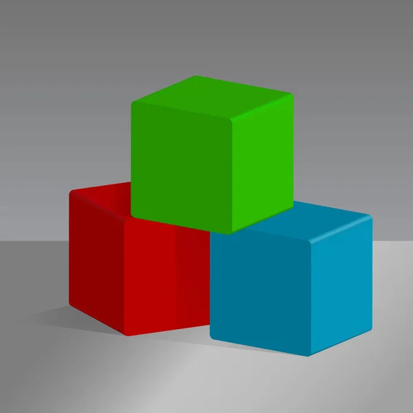 Résumé rouge, vert et bleu cubes fond . — Image vectorielle