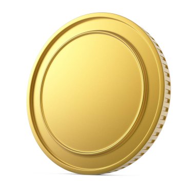 Beyaz arka plan üzerinde izole boş altın sikke. 