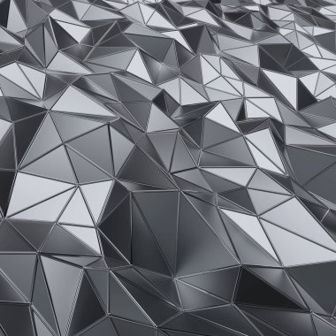 Metal çokgenler 3d işleme sanayi arka plan.