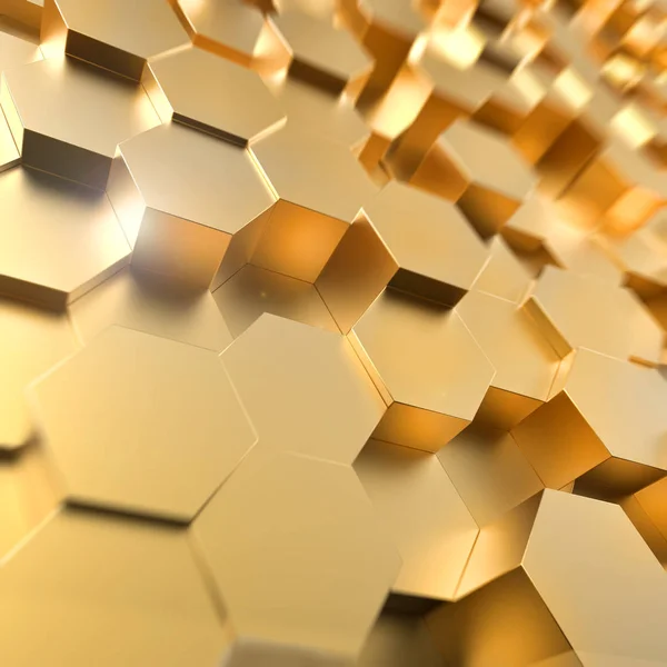 Abstrakt 3d gold hexagon 3d bakgrund. — Stockfoto