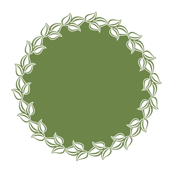 Cadre vert avec feuille bordure vectorielle design . — Image vectorielle