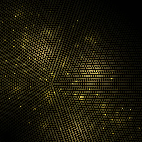 Abstract gold lights dark circles mosaic background. — Stock Vector